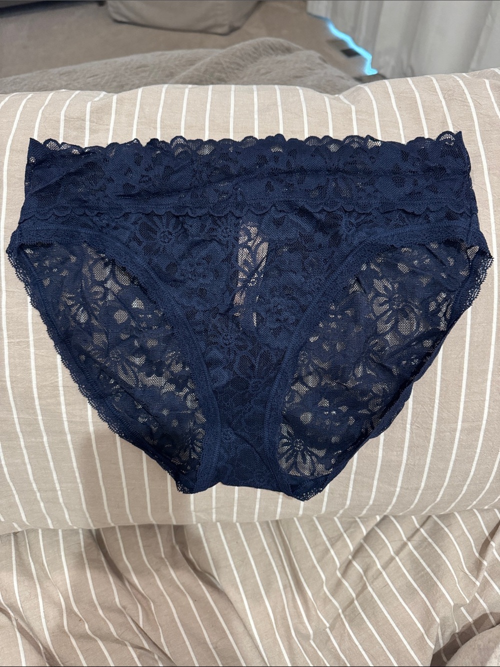 NWT Victoria's Secret Navy Floral Lace Bikini Panty